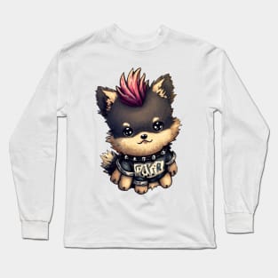 Cute Dog Anarchy Inu Punk Style Long Sleeve T-Shirt